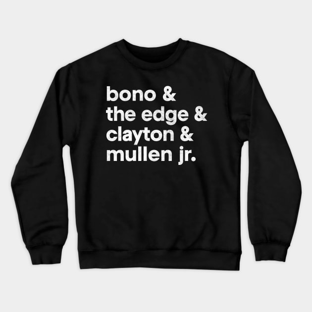 U2 // Names List Line Up Faded Retro Style Design Crewneck Sweatshirt by DankFutura